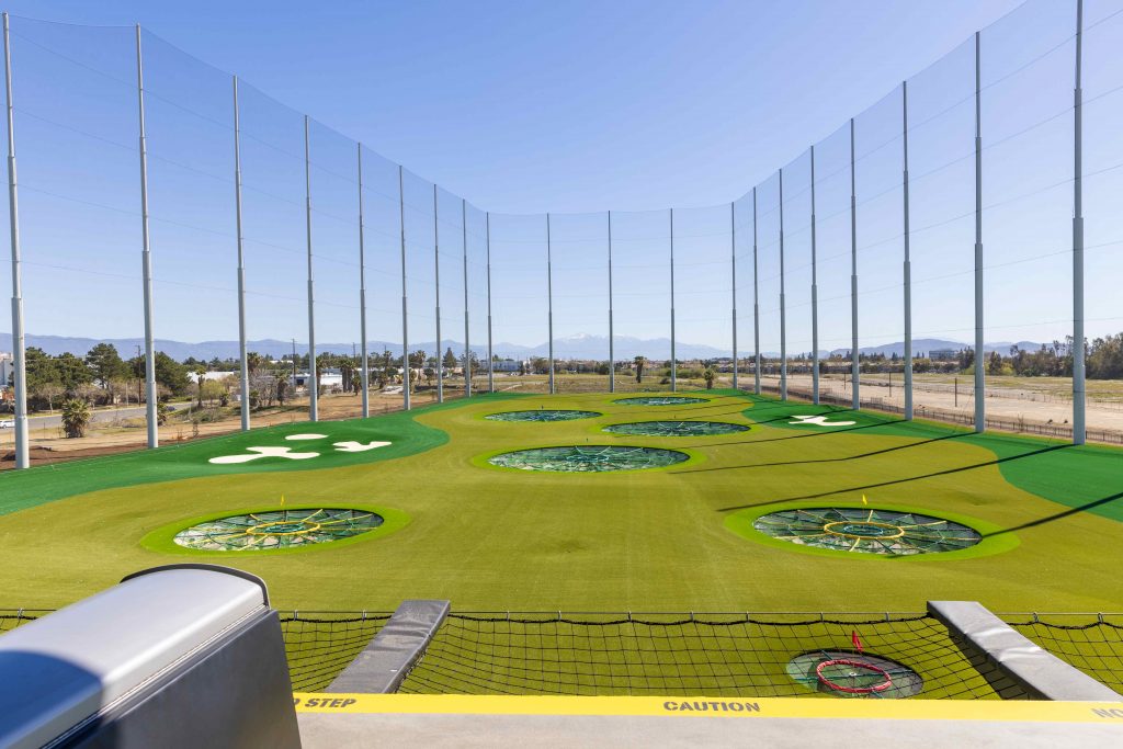 Topgolf view from one of the bays