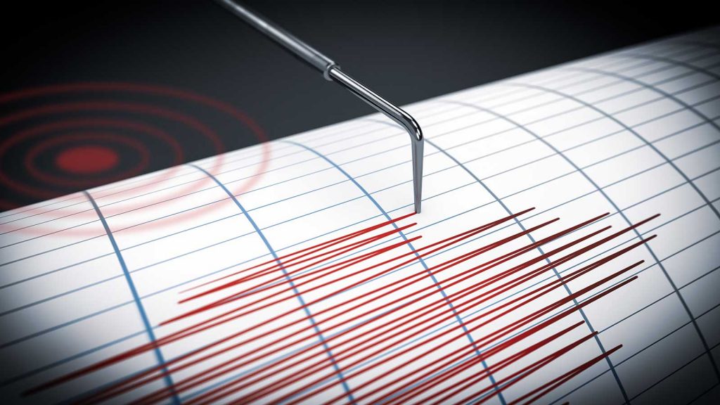 Seismograph showing an active earthquake