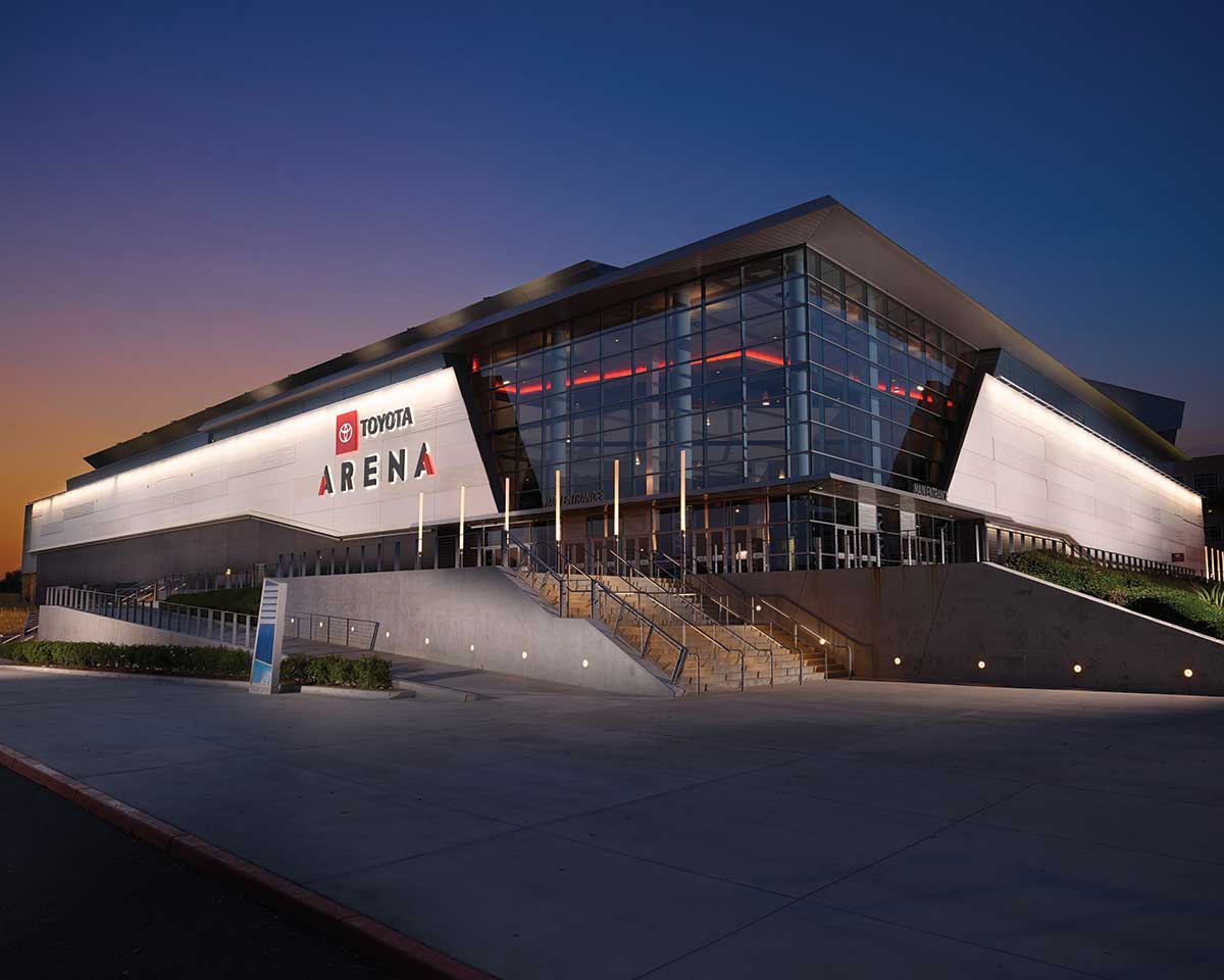 The Toyota Arena at sunset