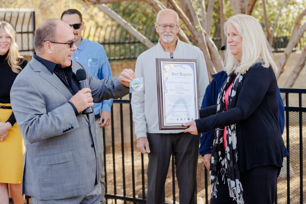 Supervisor Hagman presenting certificate to CBWCD