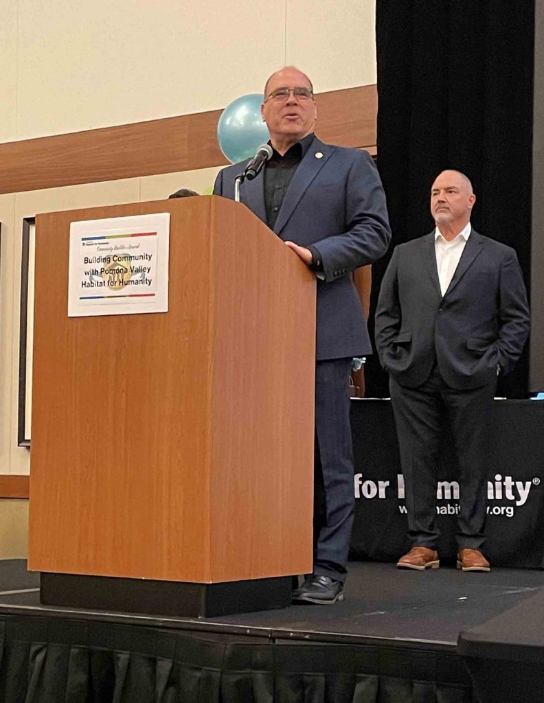 Supervisor Hagman providing the keynote speech at the Habitat for Humanity Community Builders Awards ceremony.