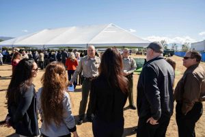 Sheriff Dicus addressing attendees of the Valley Communications groundbreaking event.