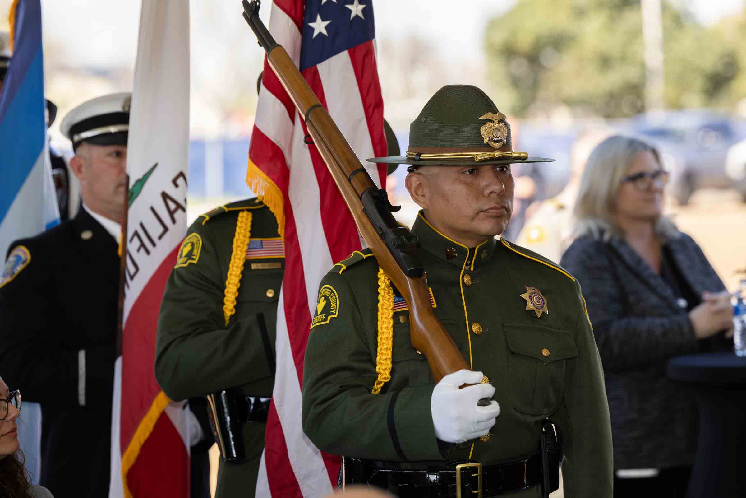 Honor Guard presenting colors at the Valley Communications Center groundbreaking ceremony.