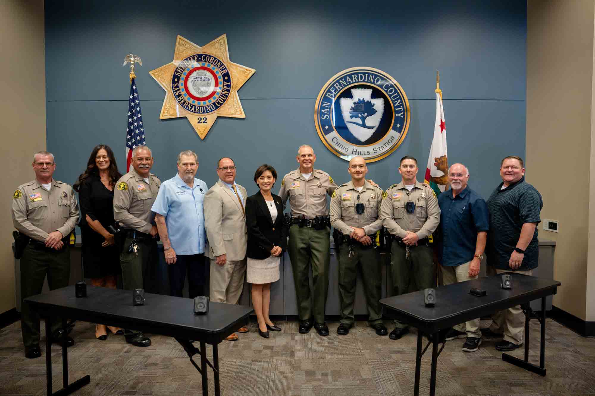 Supervisor Curt Hagman, Congresswoman Young Kim, Sheriff Shannon Dicus, Chino Hills City Council and Chino Hills PD at the Body Camera Press Conference