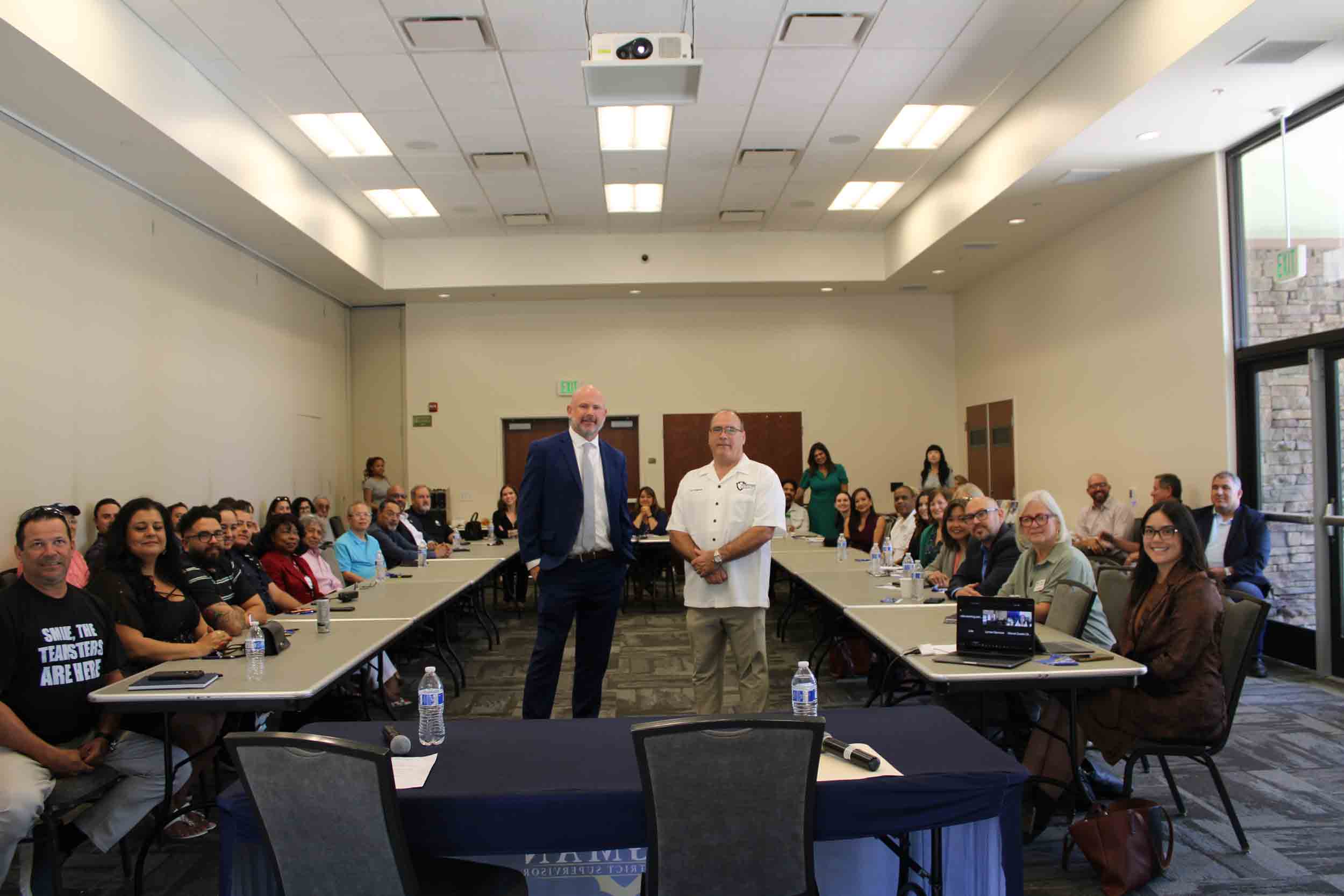 Chino Valley Chamber President, Zeb Welborn, Supervisor Curt Hagman, and the Chino Valley Chamber of Commerce Innovation Roundtable attendees.