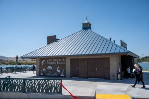 New Bait Tackle and Paddle Boats building at Prado Regional Park overlooking the lake.