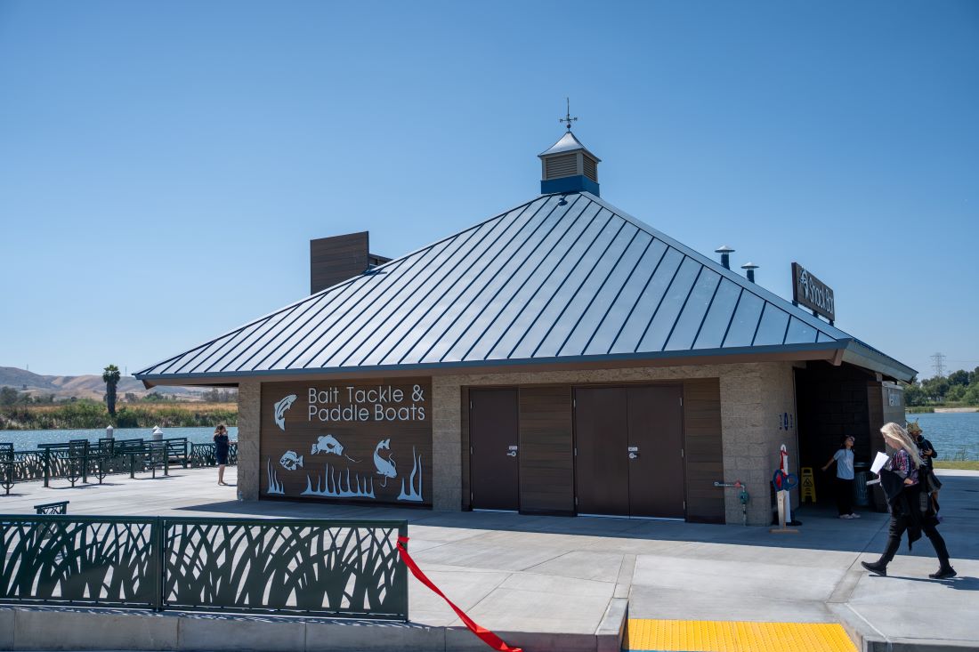 New Bait Tackle and Paddle Boats building at Prado Regional Park overlooking the lake.
