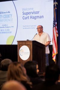 Supervisor Curt Hagman welcomes attendees during the 2026 City-County Conference at Lake Arrowhead Resort.