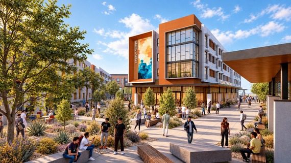 Conceptual rendering of the proposed Legacy Village development. Courtesy of San Bernardino Community College District.